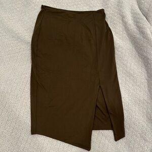 Kookai dark olive midi skirt with asymmetrical hem hardly worn